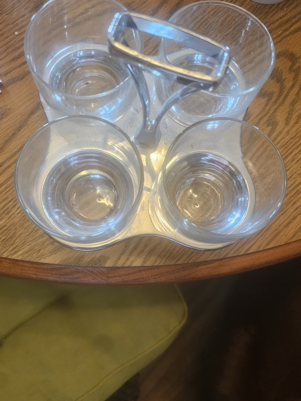 OLD Mid Century Modern Cocktail Tumblers Drinking Glasses & Carousel Caddy